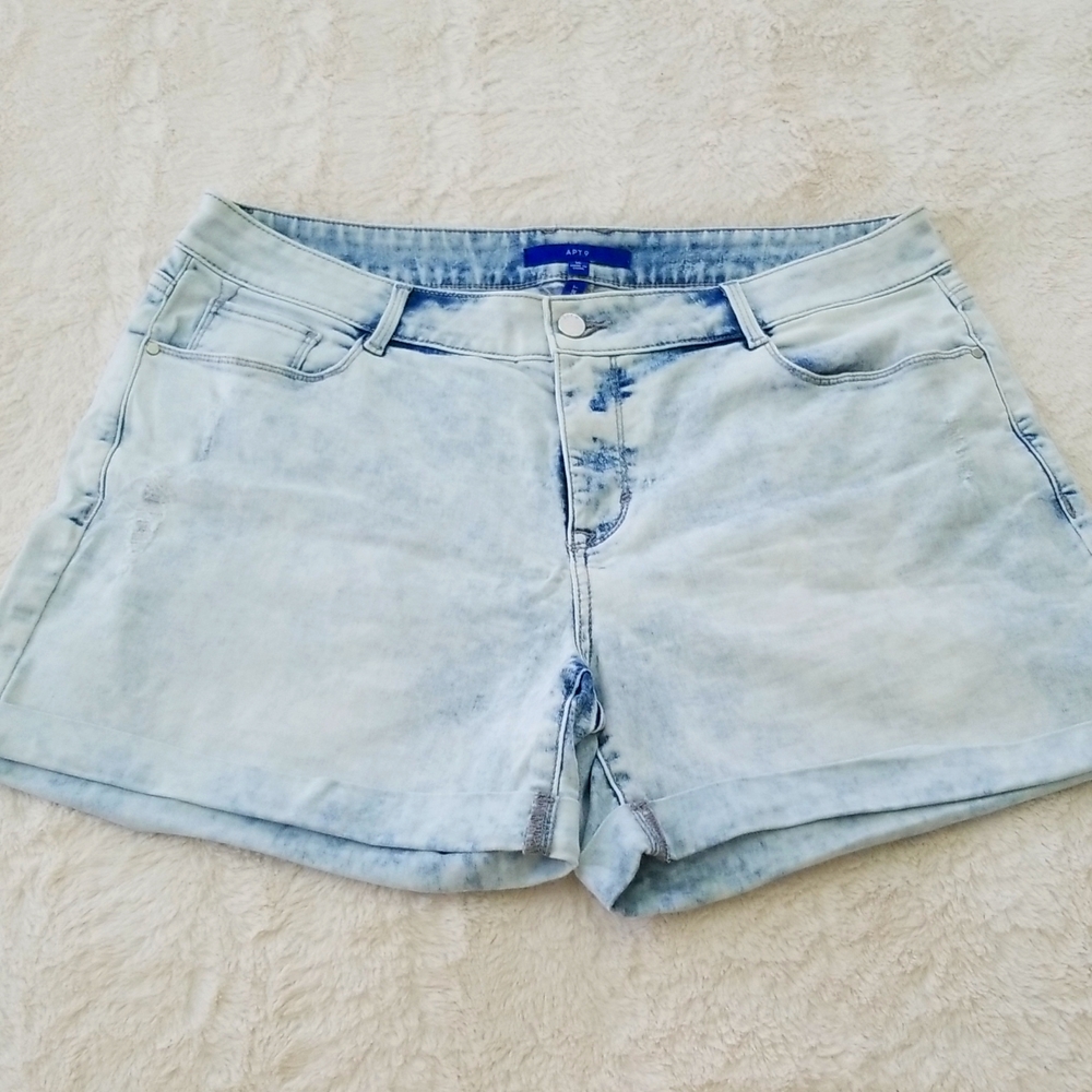 Acid washed jean shorts